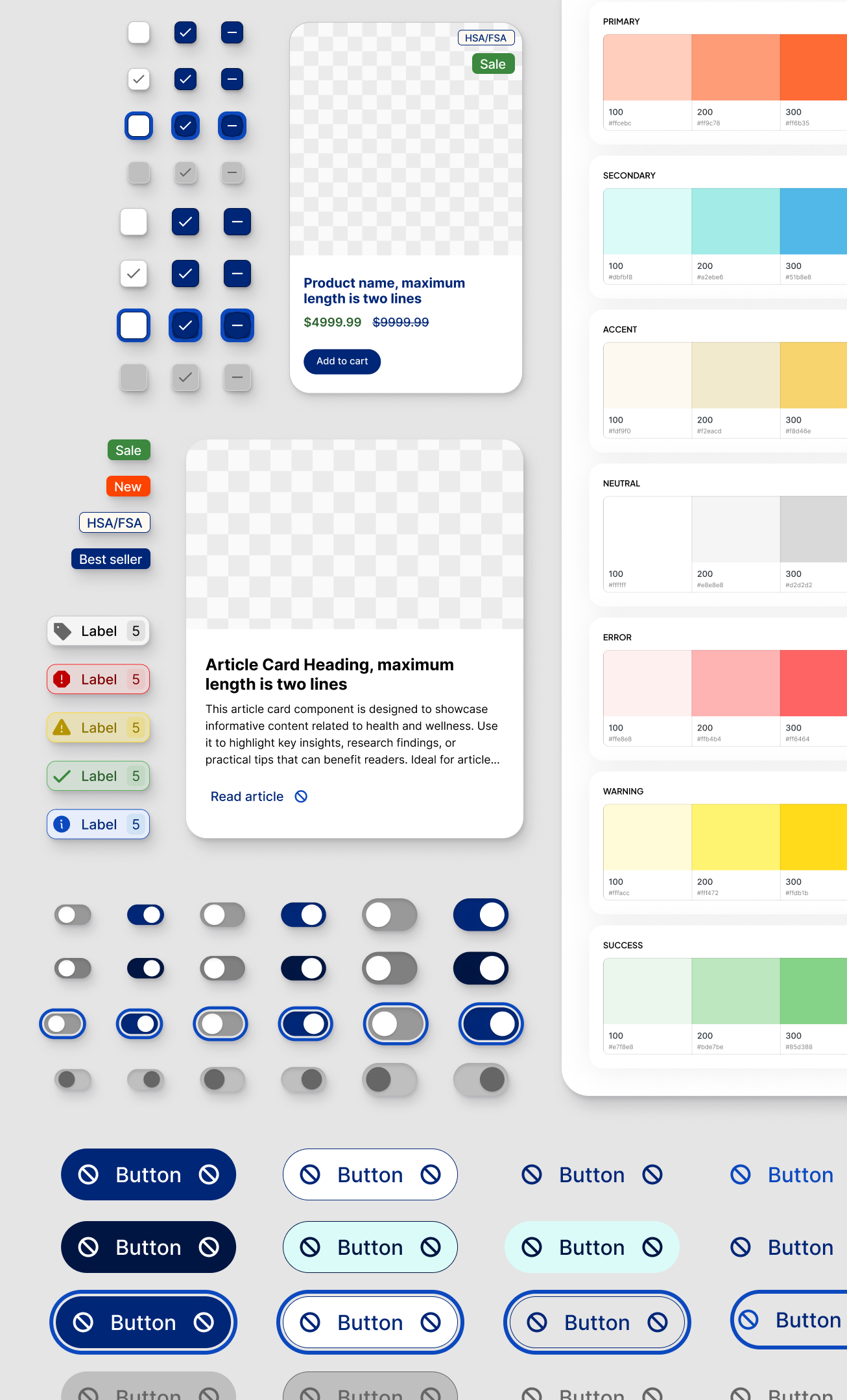 Collection of components and color styles